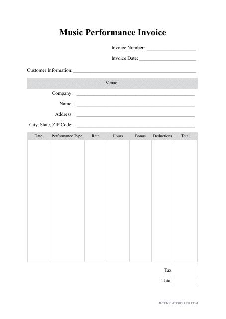 Musical Performance Invoice Template .